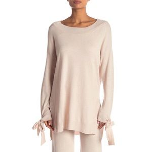 Shimera Tie Sleeve Hi-Lo Sweater Tan Size Medium NWOT